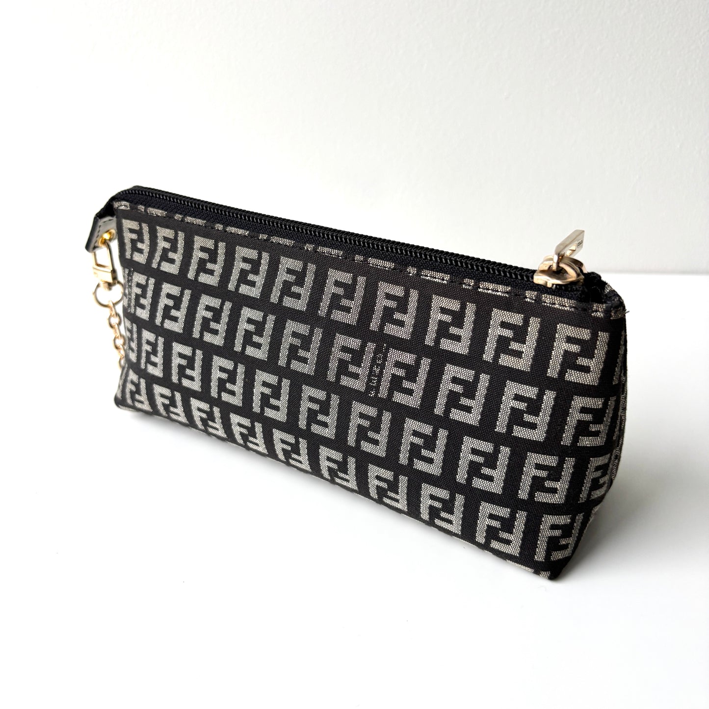 FENDI Zucchino Monogram Canvas Pouch Gray