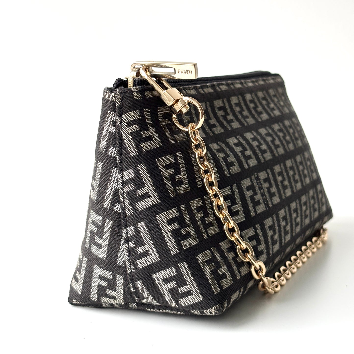 FENDI Zucchino Monogram Canvas Pouch Gray