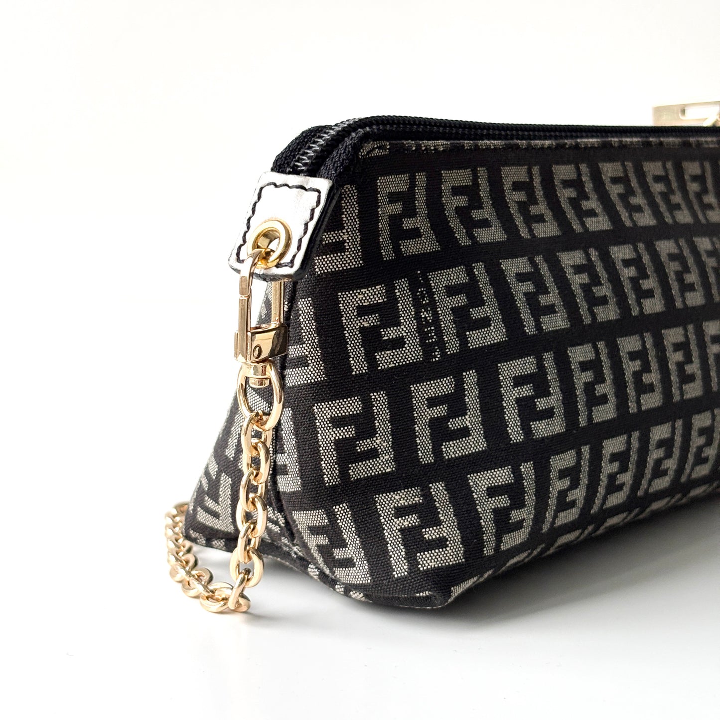 FENDI Zucchino Monogram Canvas Pouch Gray
