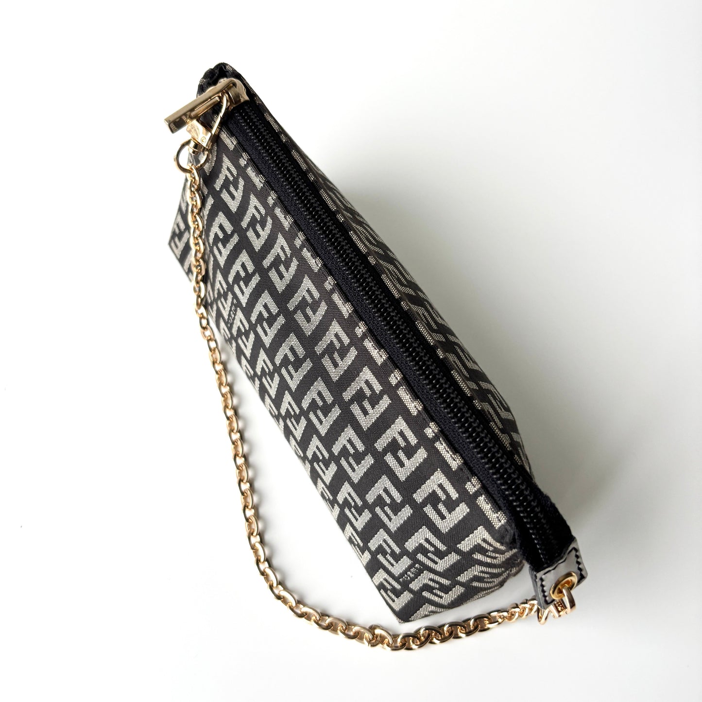 FENDI Zucchino Monogram Canvas Pouch Gray