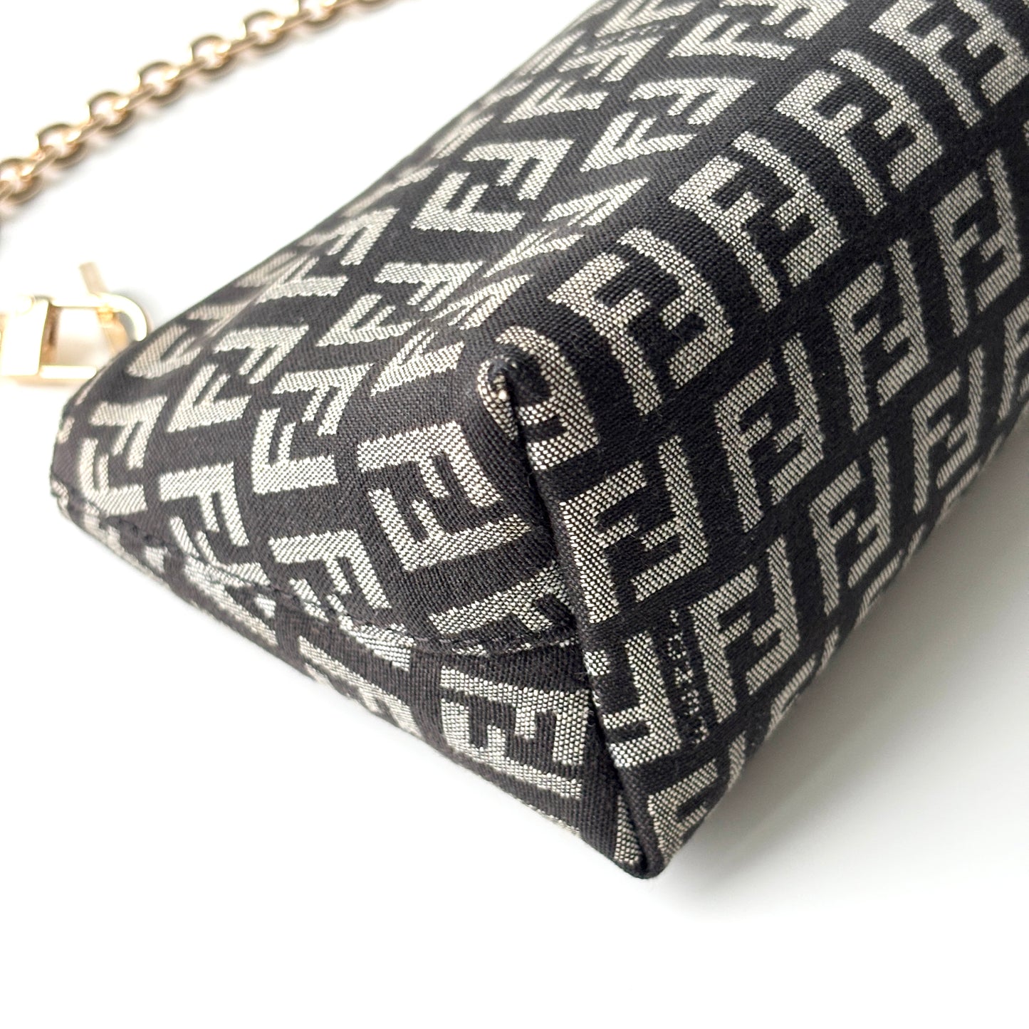 FENDI Zucchino Monogram Canvas Pouch Gray