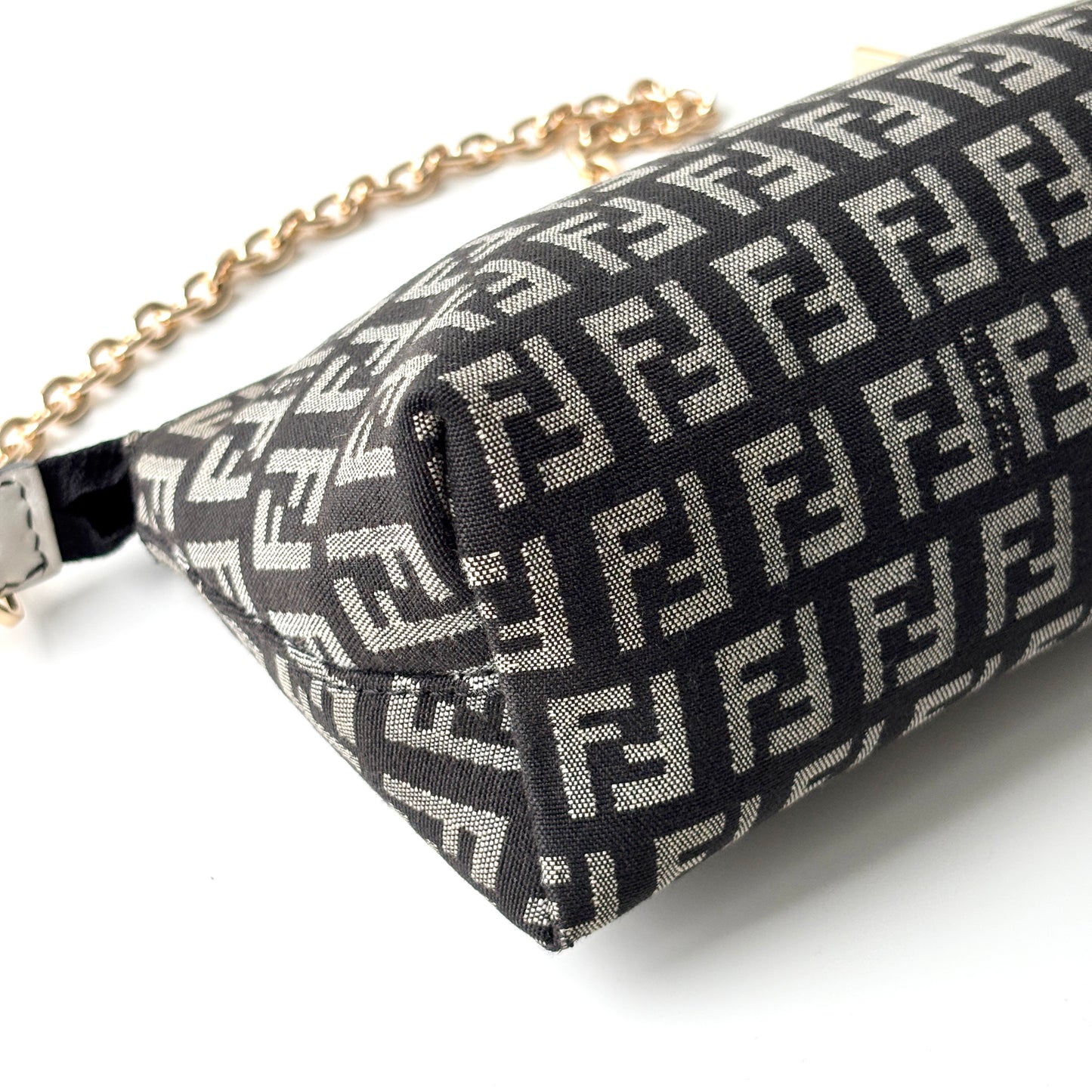 FENDI Zucchino Monogram Canvas Pouch Gray