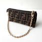 FENDI Zucca Monogram Canvas Mini Pouch Brown
