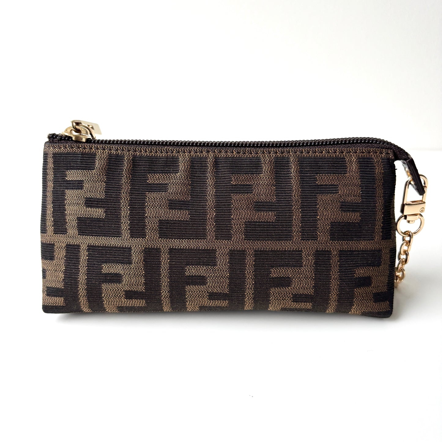 FENDI Zucca Monogram Canvas Mini Pouch Brown