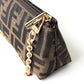 FENDI Zucca Monogram Canvas Mini Pouch Brown