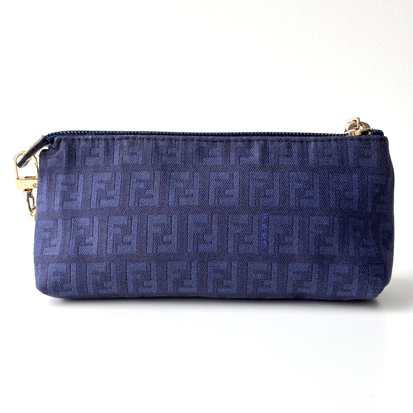 FENDI Zucchino Monogram Canvas Mini Pouch Blue