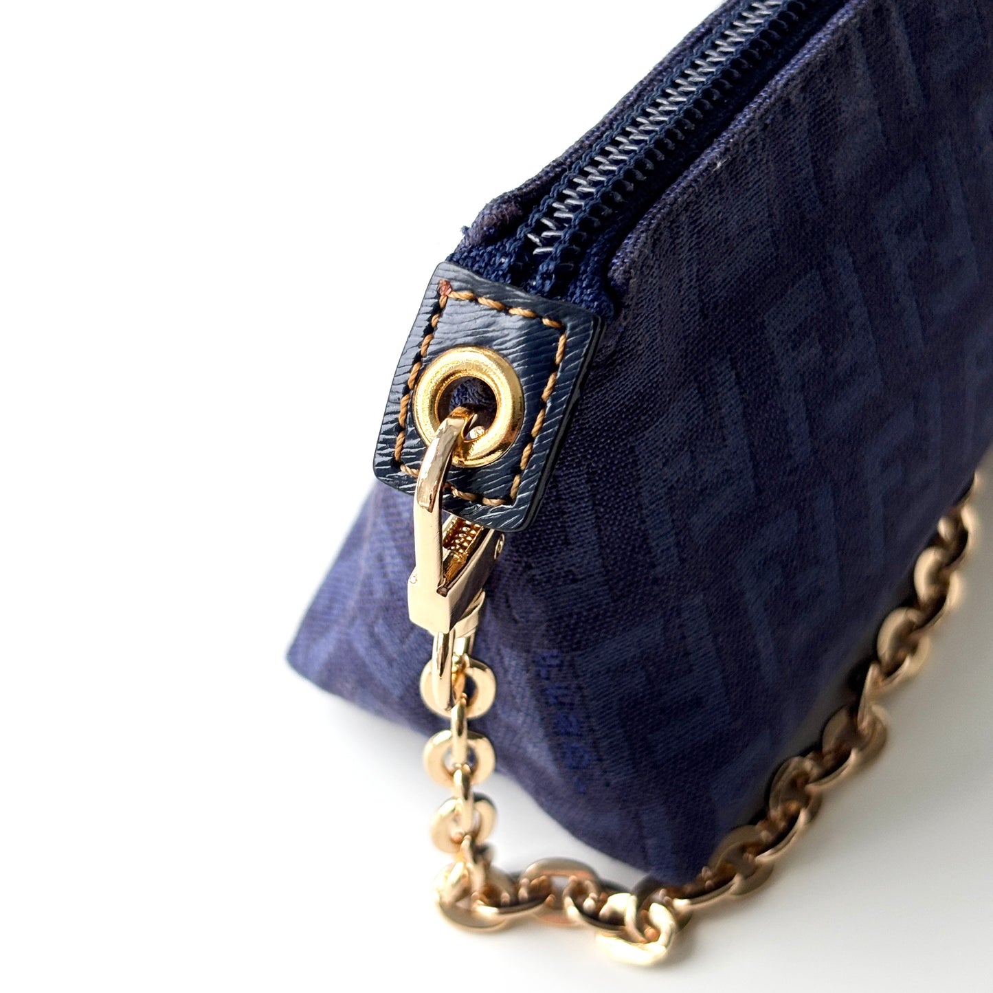 FENDI Zucchino Monogram Canvas Mini Pouch Blue