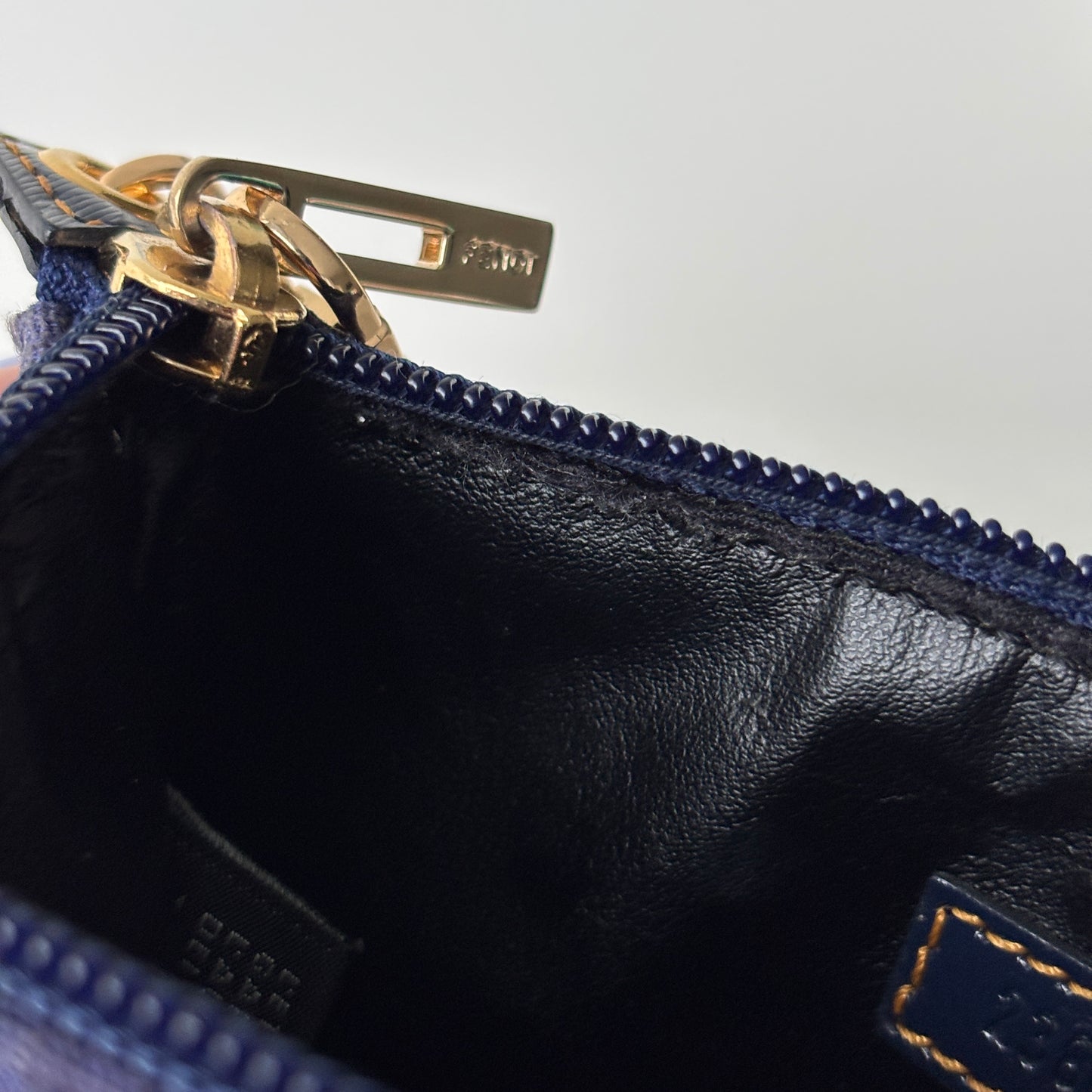 FENDI Zucchino Monogram Canvas Mini Pouch Blue