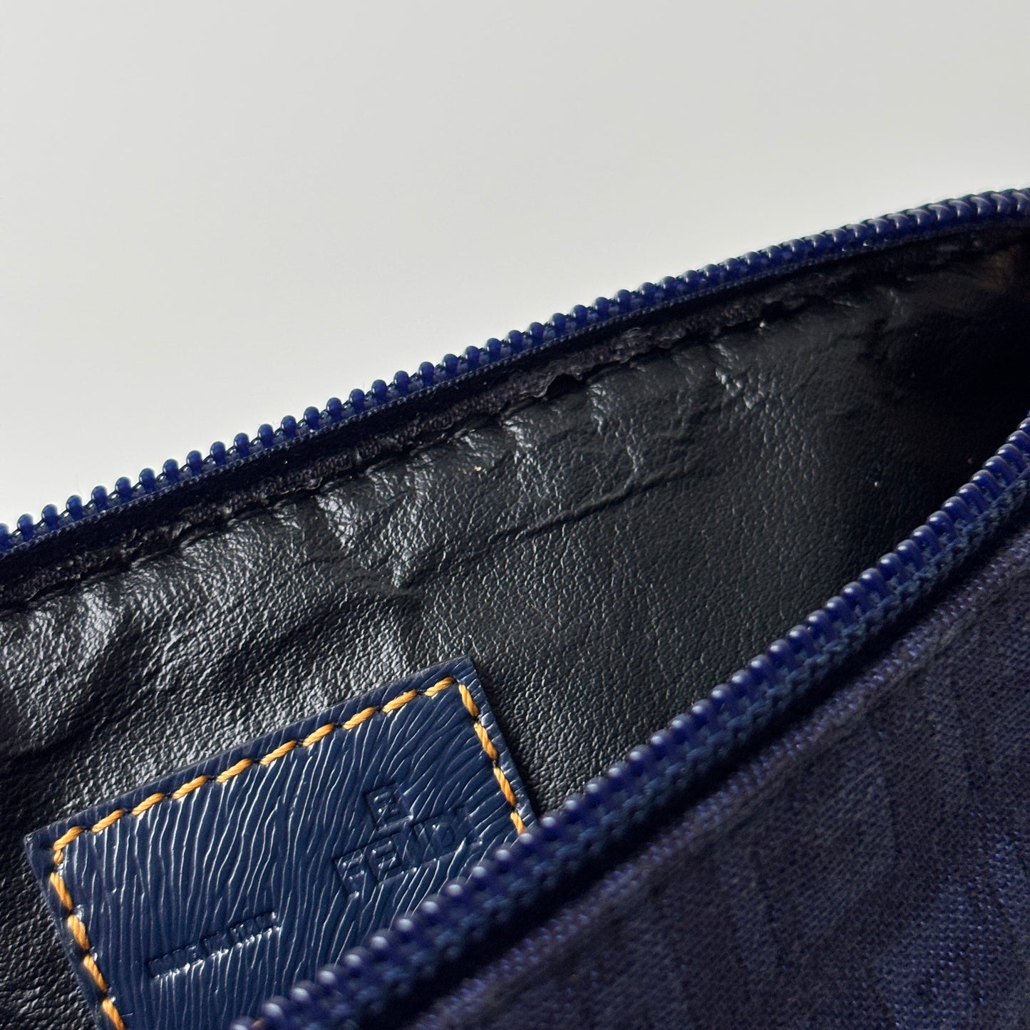 FENDI Zucchino Monogram Canvas Mini Pouch Blue