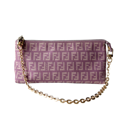 FENDI Zucchino Monogram Canvas Pouch Pink