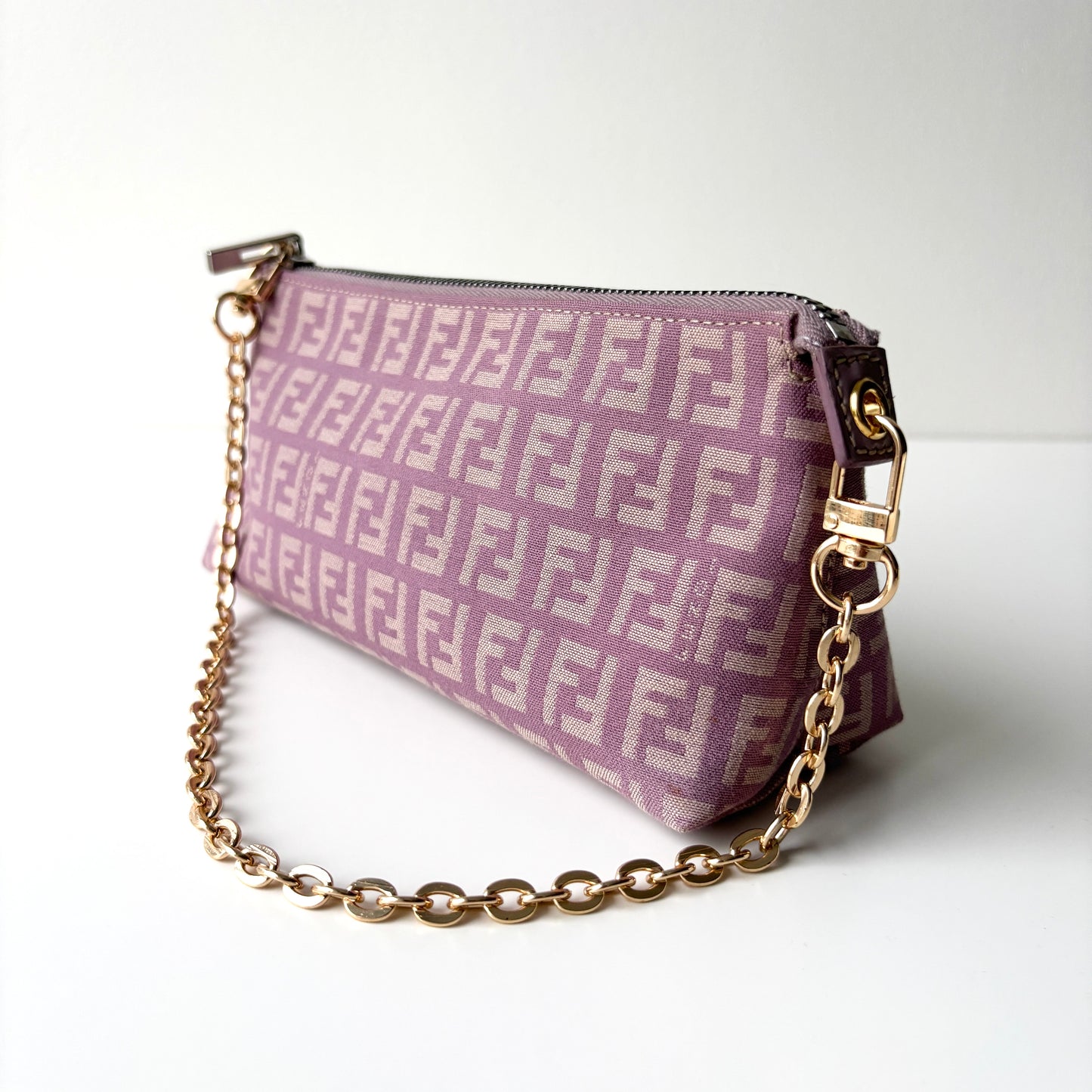FENDI Zucchino Monogram Canvas Pouch Pink