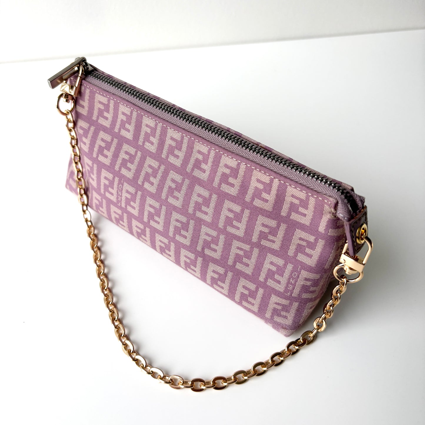 FENDI Zucchino Monogram Canvas Pouch Pink