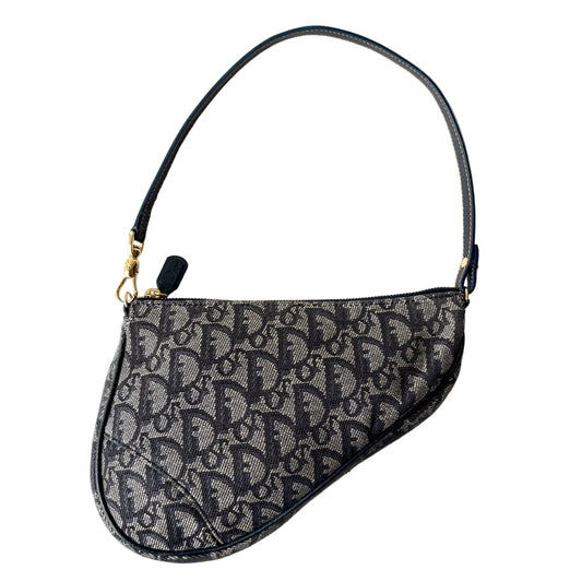 DIOR Diorissimo Monogram Canvas Mini Saddle Navy