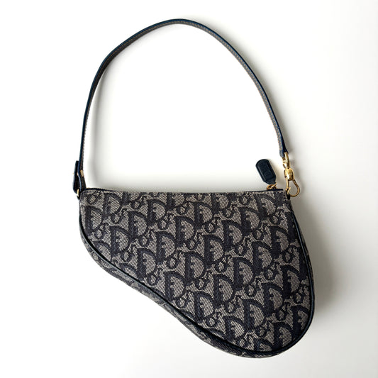 DIOR Diorissimo Monogram Canvas Mini Saddle Navy