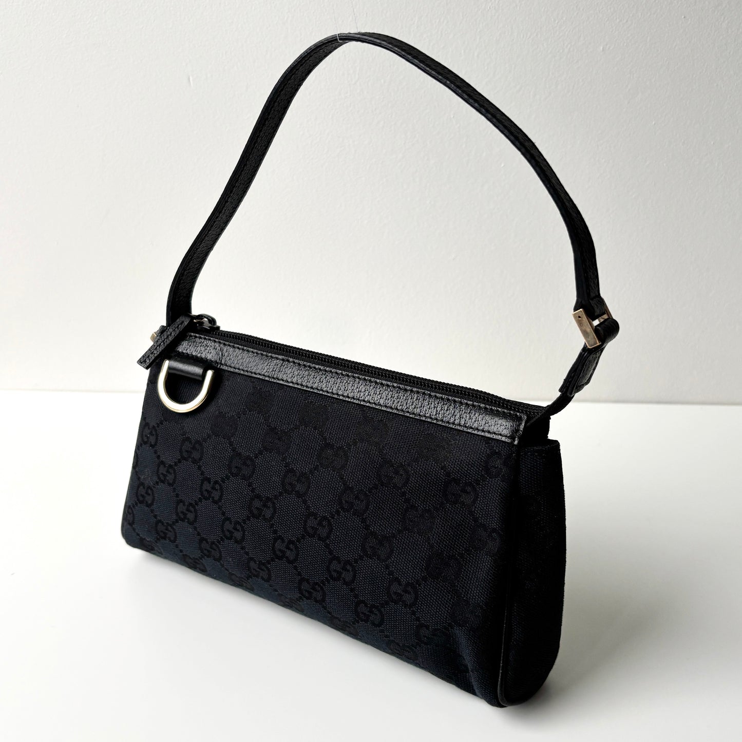 GUCCI Monogram Canvas Abbey Pochette Black