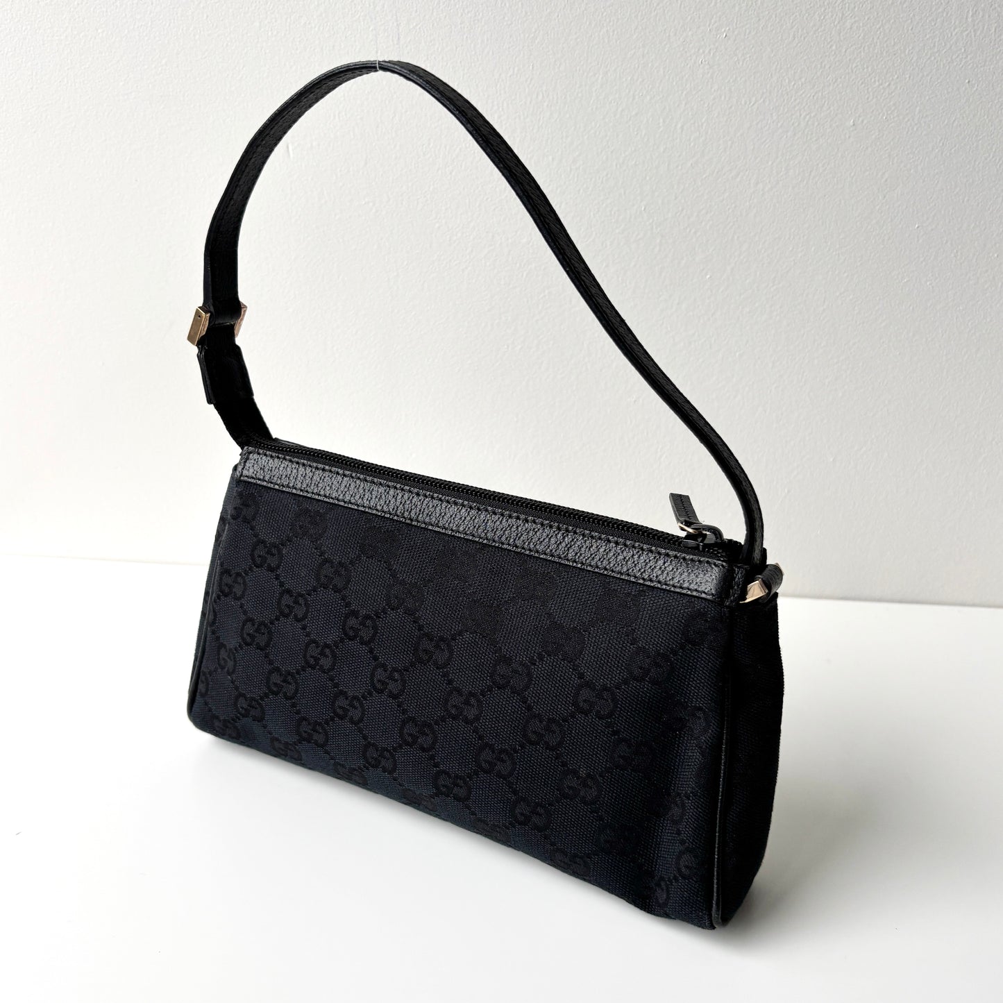 GUCCI Monogram Canvas Abbey Pochette Black