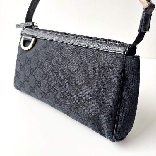 GUCCI Monogram Canvas Abbey Pochette Black