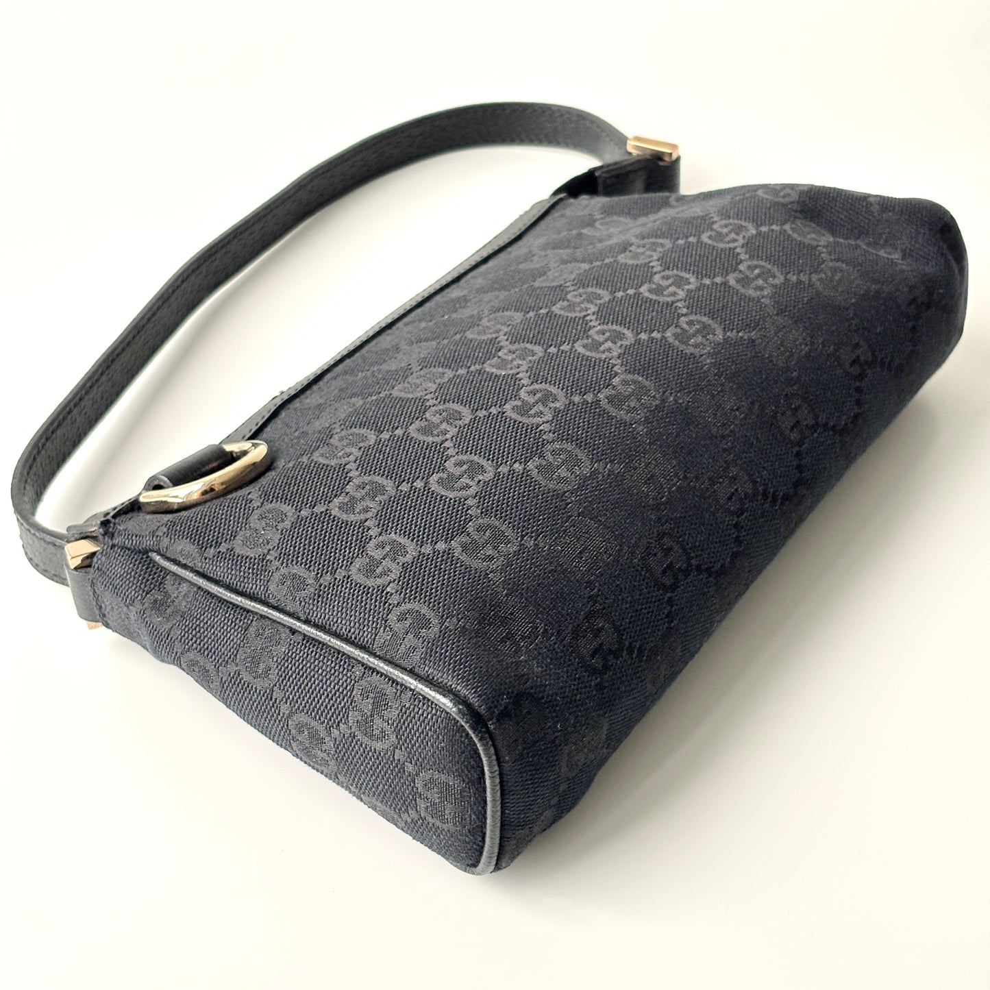 GUCCI Monogram Canvas Abbey Pochette Black