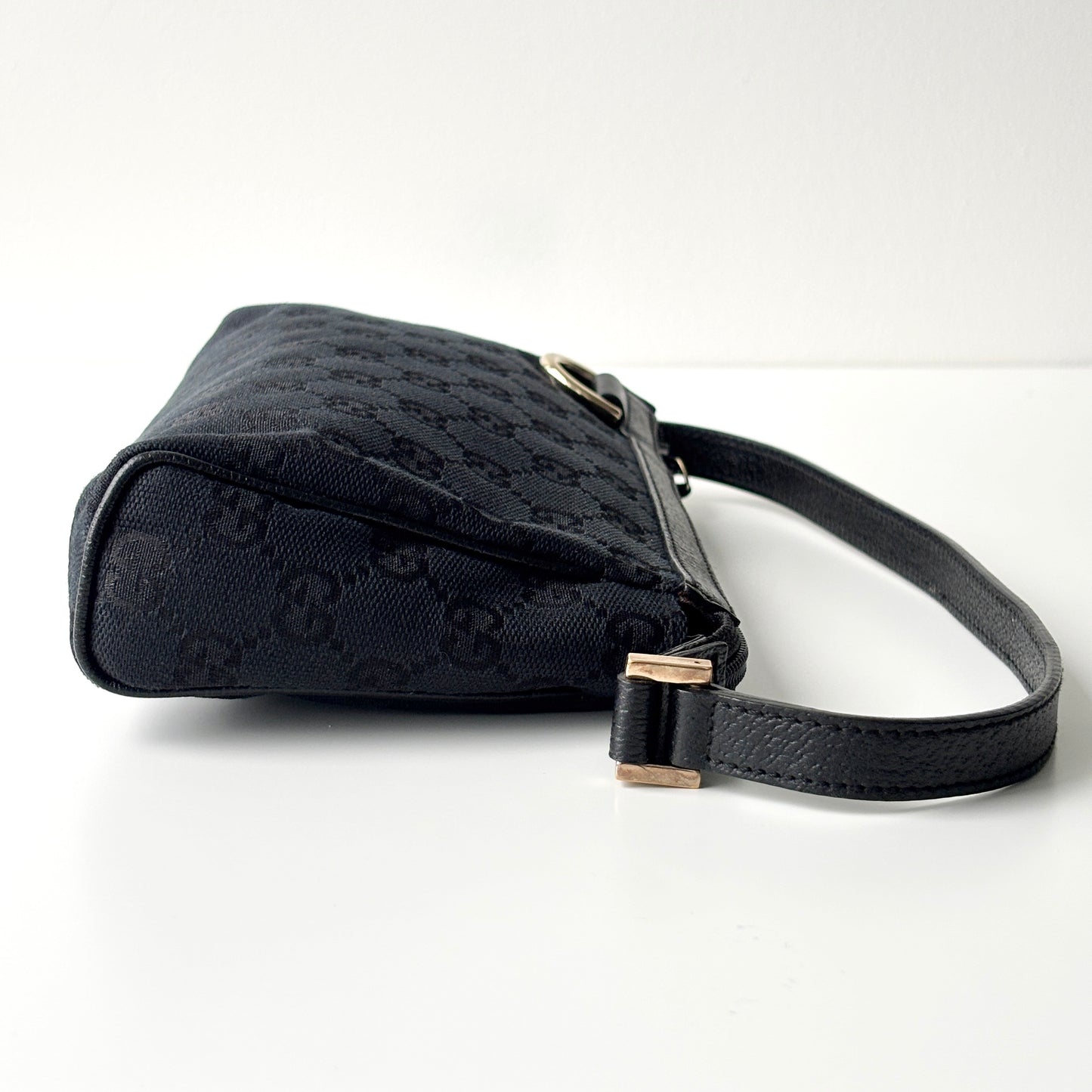 GUCCI Monogram Canvas Abbey Pochette Black