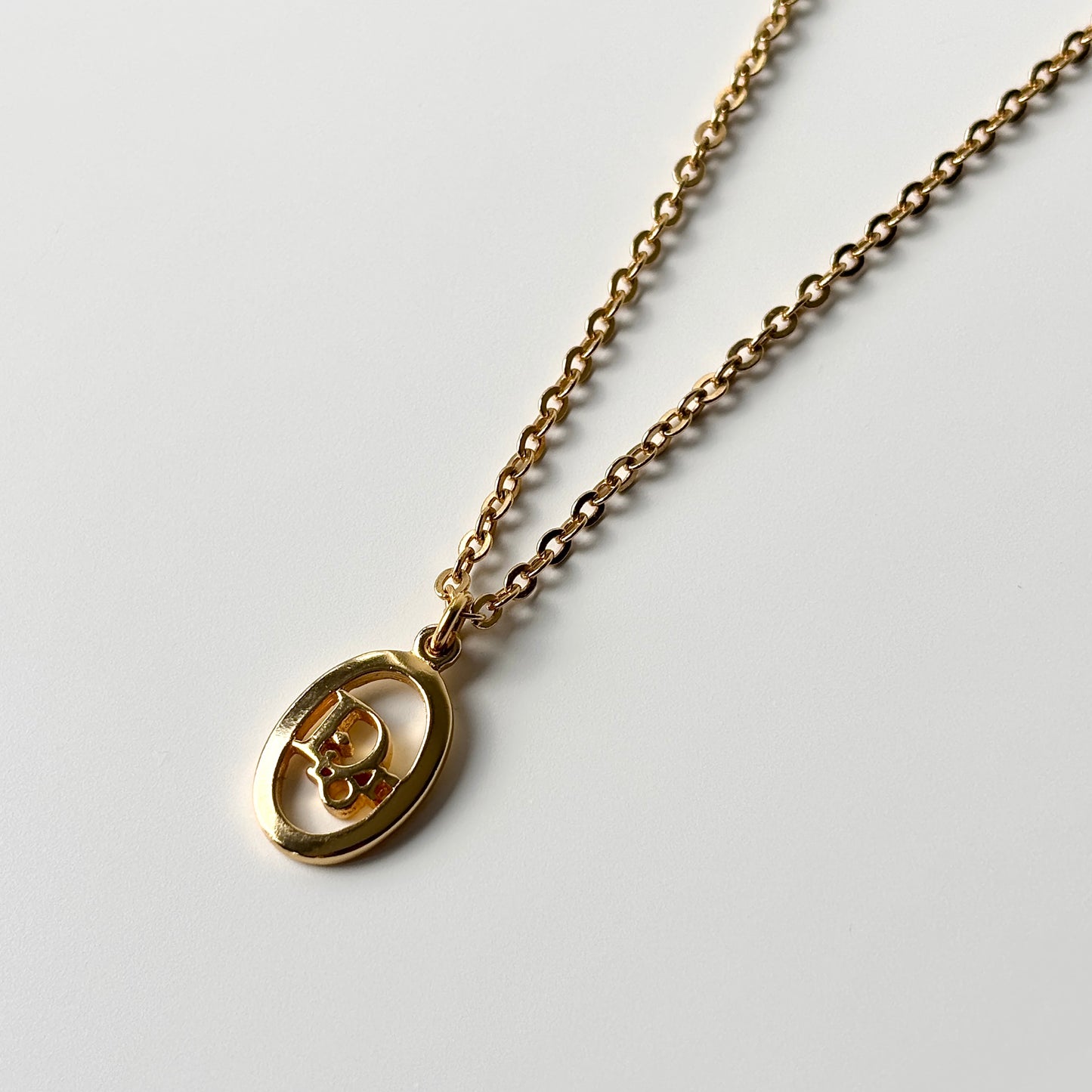 DIOR Logo Pendant Necklace Gold-plated