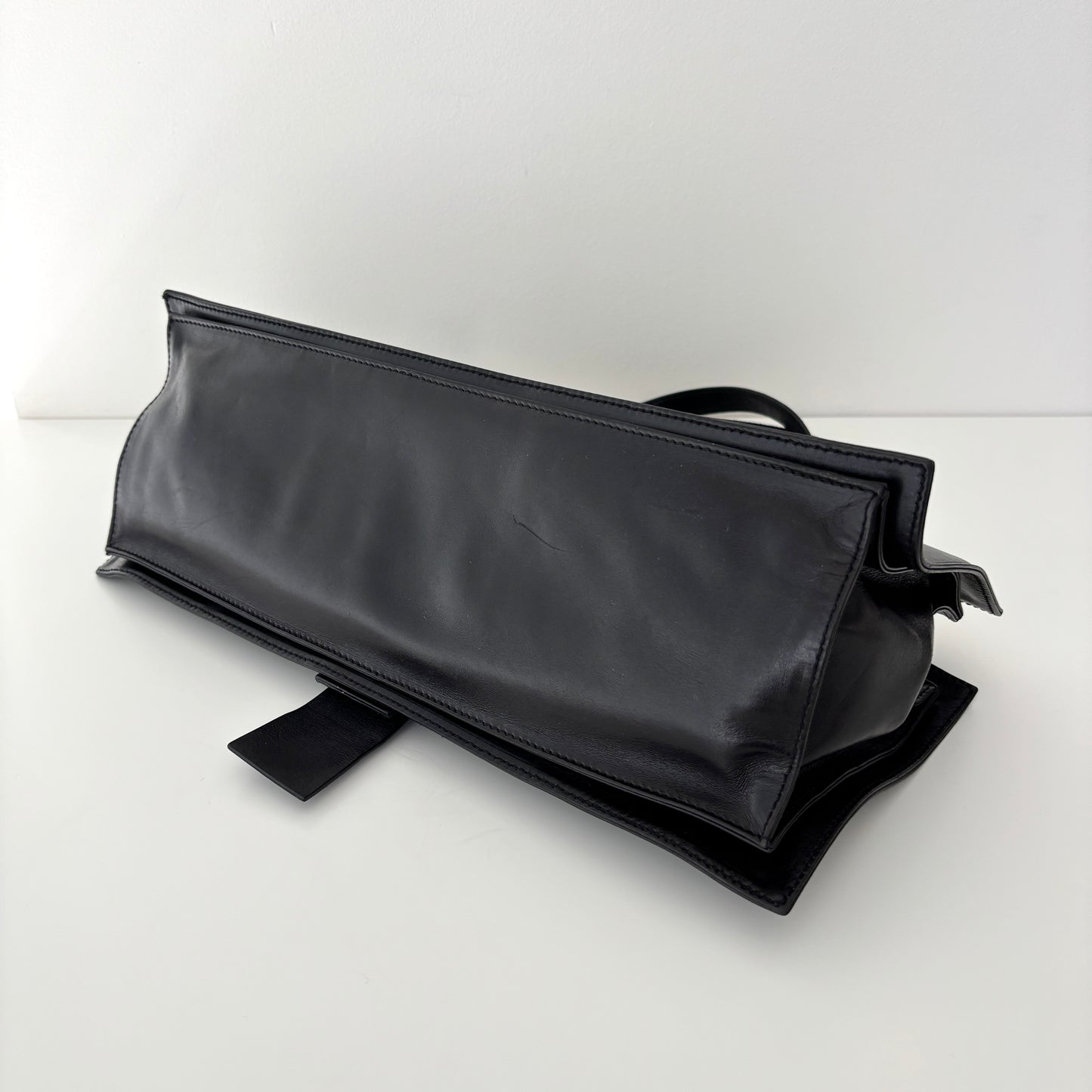 CELINE Metal Plate Buckle Leather Bag Black