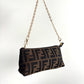 FENDI Zucca Monogram Canvas Mini Pouch Brown