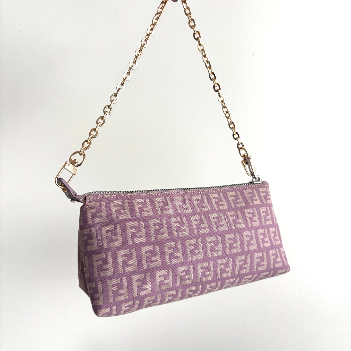FENDI Zucchino Monogram Canvas Pouch Pink