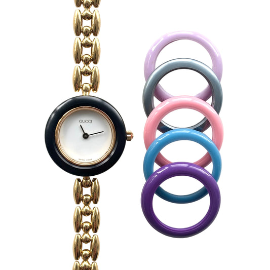 GUCCI Change Bezel Watch Rice Link + 6 Bezels