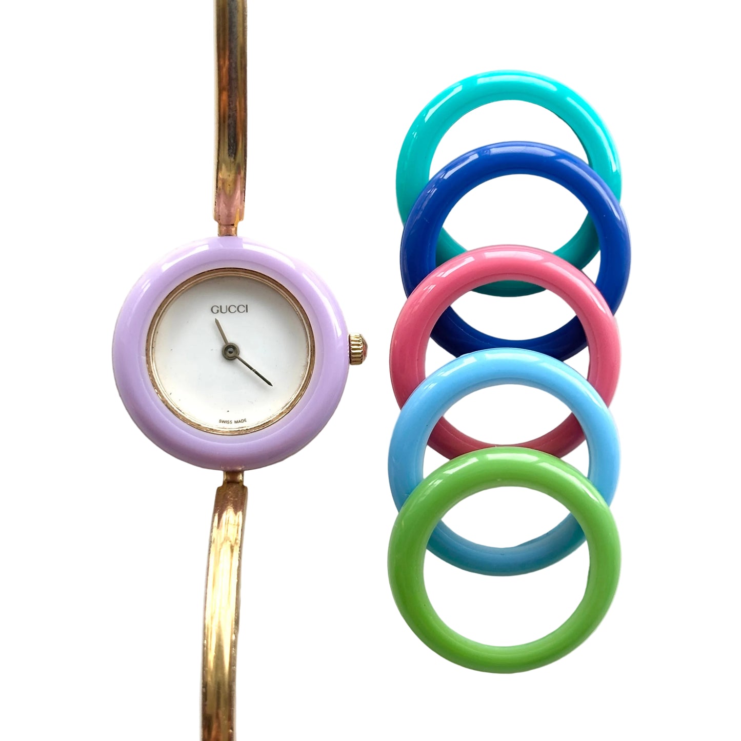 GUCCI Change Bezel Watch Bangle + 6 Bezels