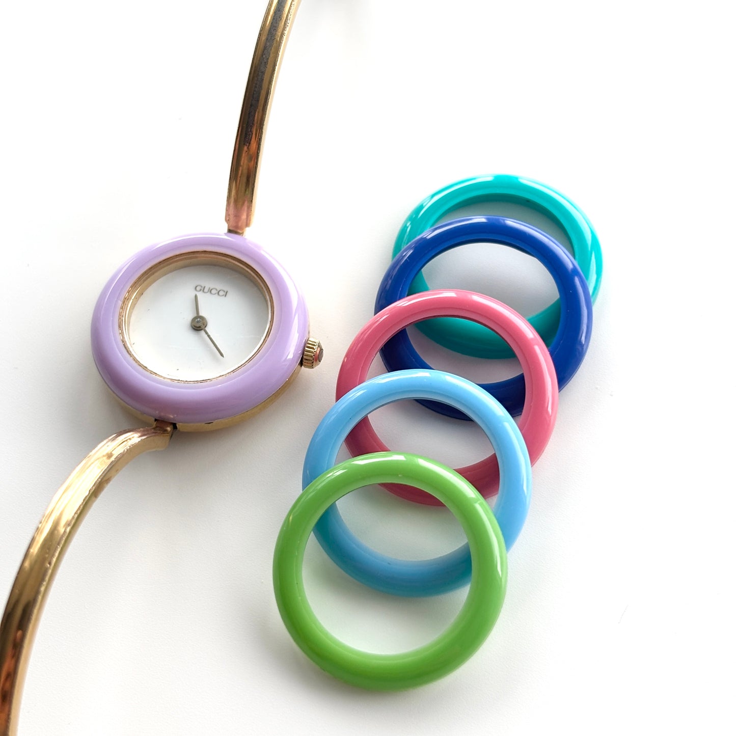 GUCCI Change Bezel Watch Bangle + 6 Bezels