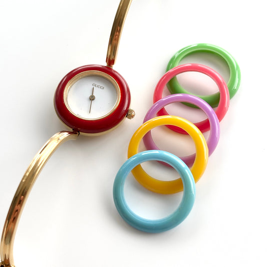 GUCCI Change Bezel Watch Bangle + 6 Bezels