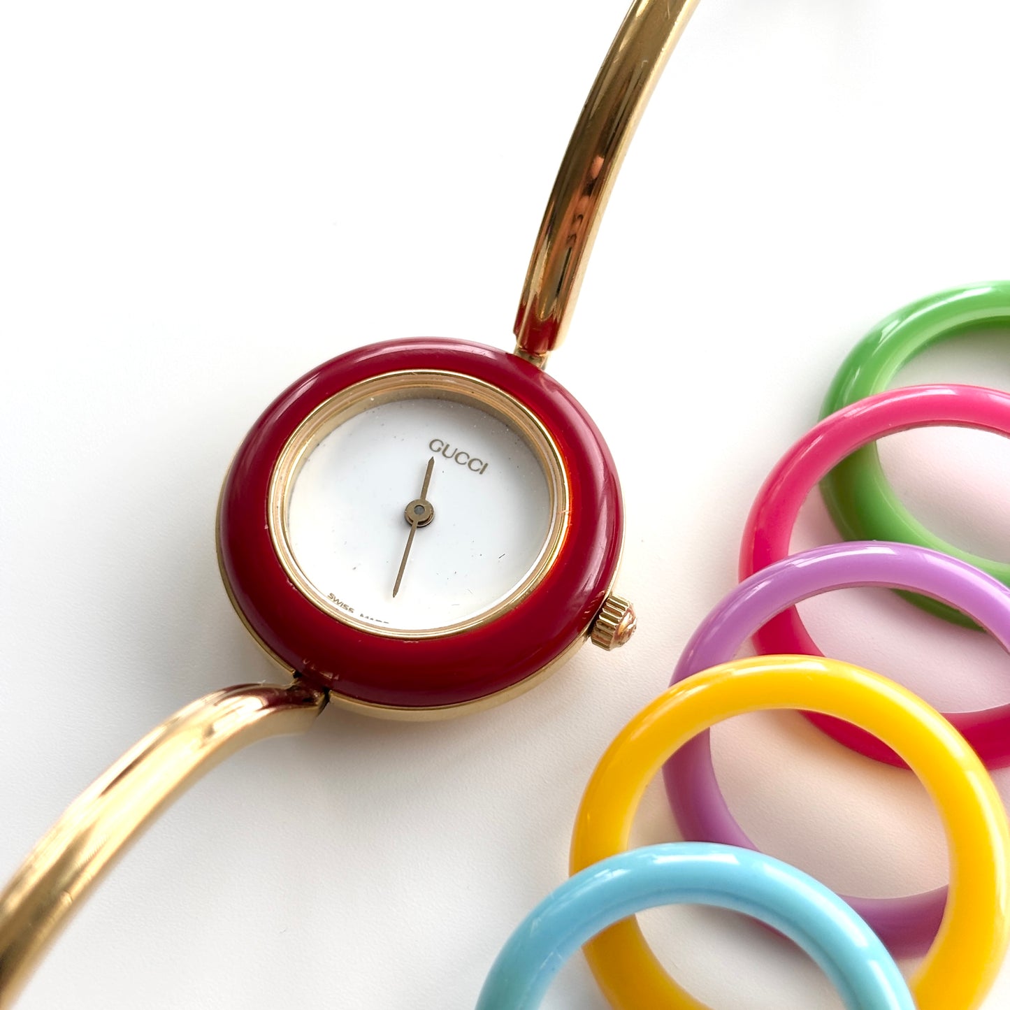 GUCCI Change Bezel Watch Bangle + 6 Bezels