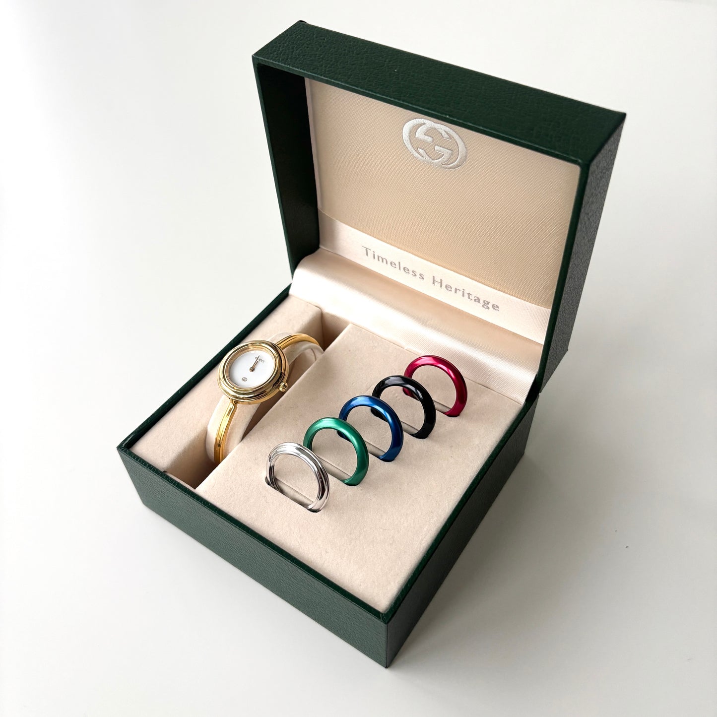 GUCCI Change Bezel Watch Bangle Box Set + 6 Bezels