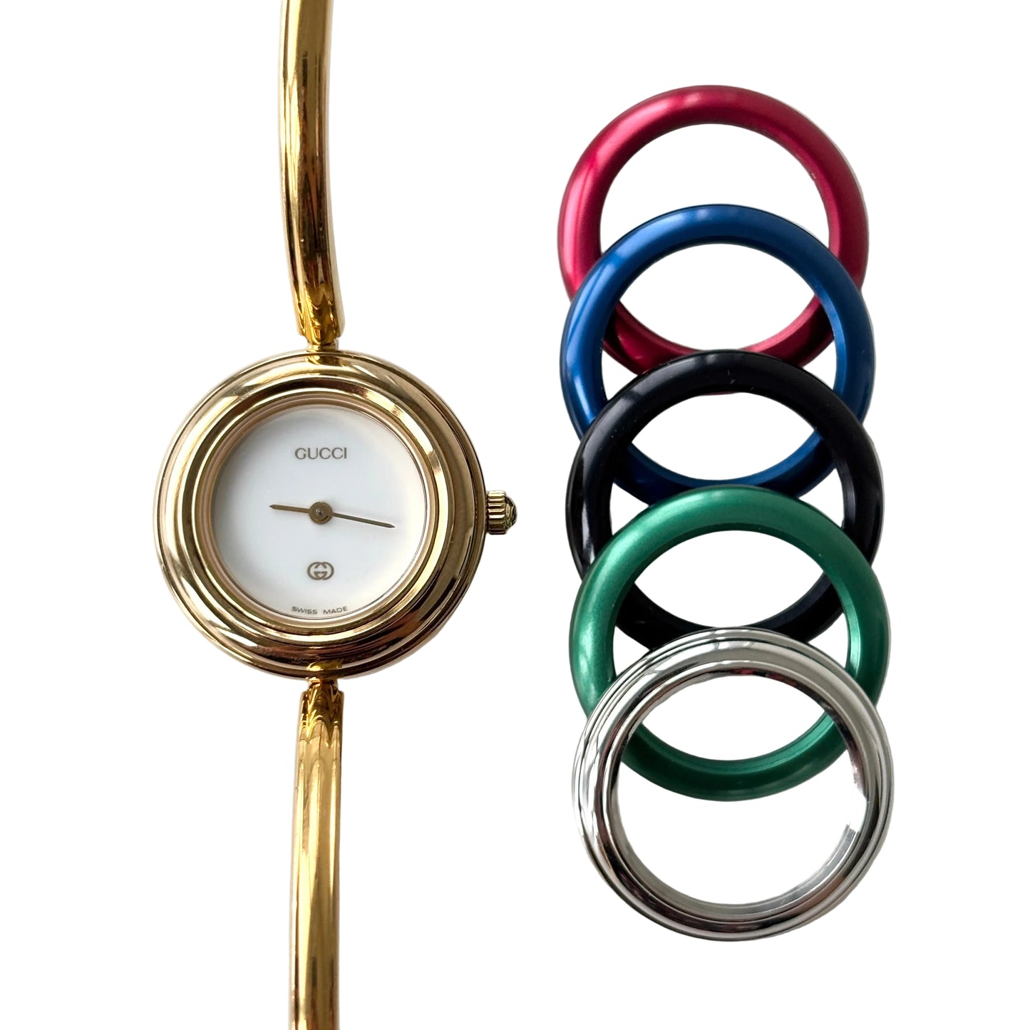 GUCCI Change Bezel Watch Bangle Box Set + 6 Bezels