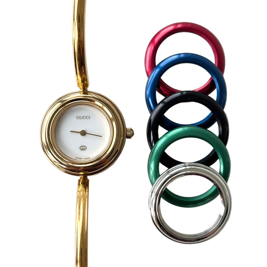 GUCCI Change Bezel Watch Bangle Box Set + 6 Bezels
