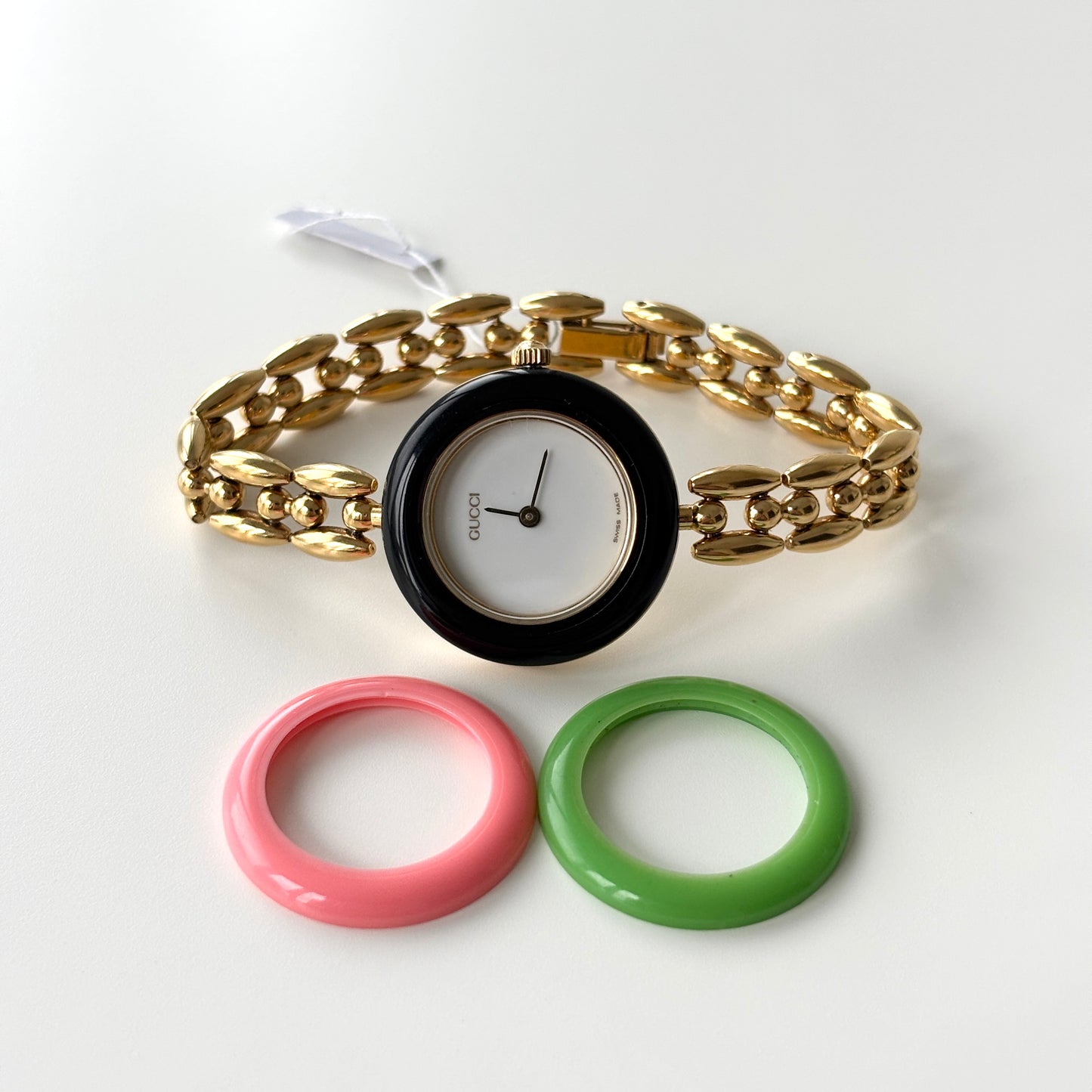 GUCCI Change Bezel Watch Rice Link + 3 Bezels