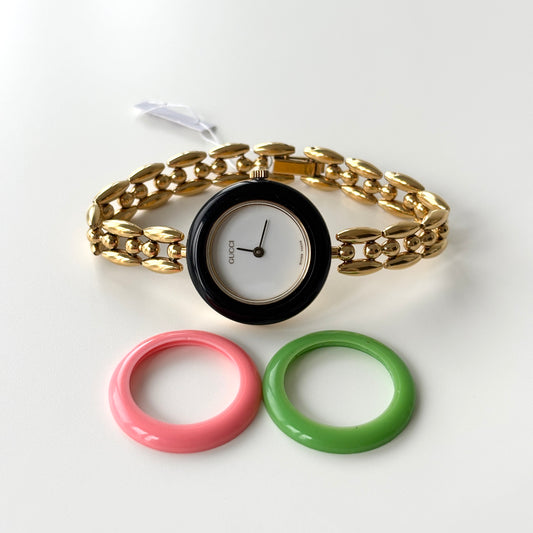 GUCCI Change Bezel Watch Rice Link + 3 Bezels