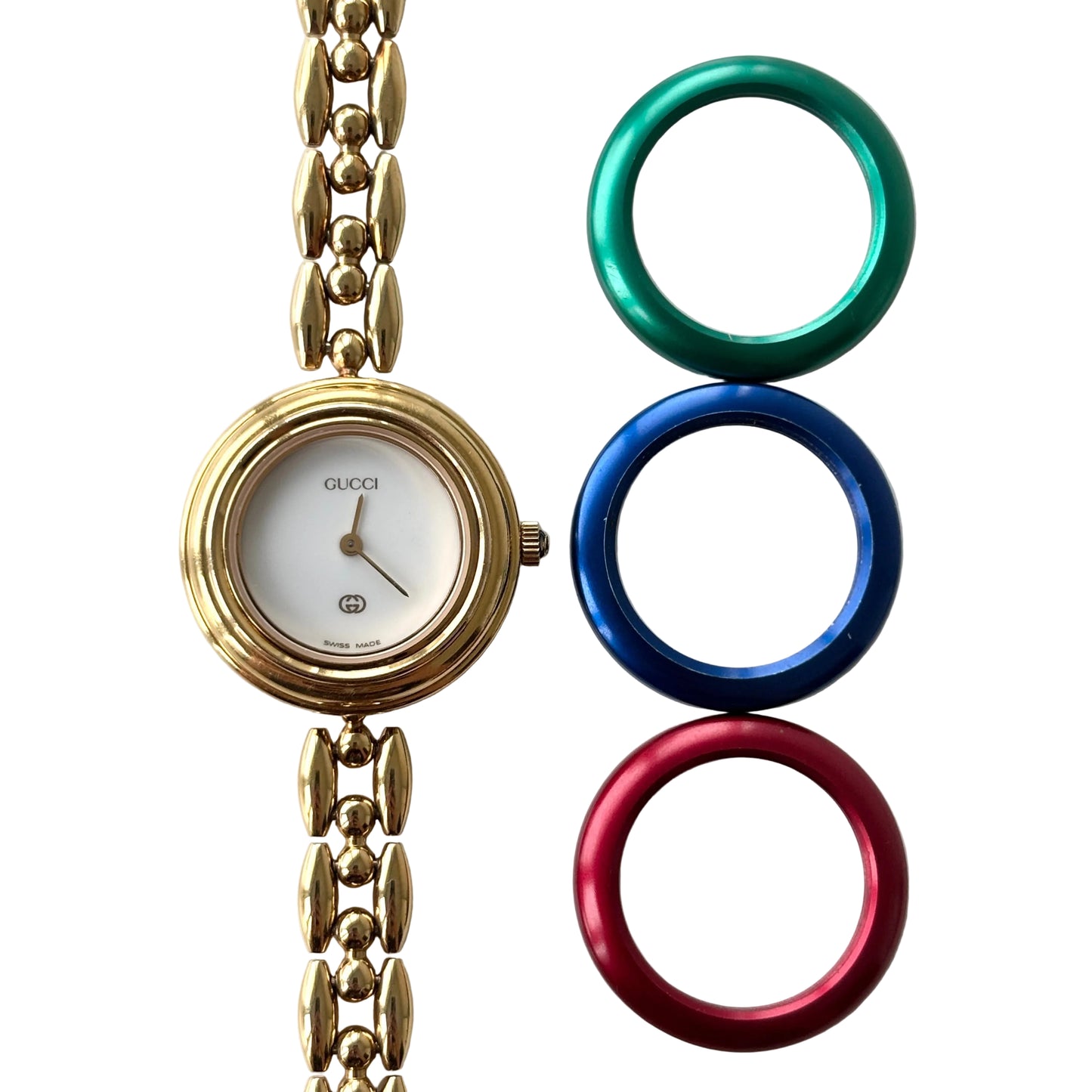 GUCCI Change Bezel Watch Rice Link + 4 Bezels