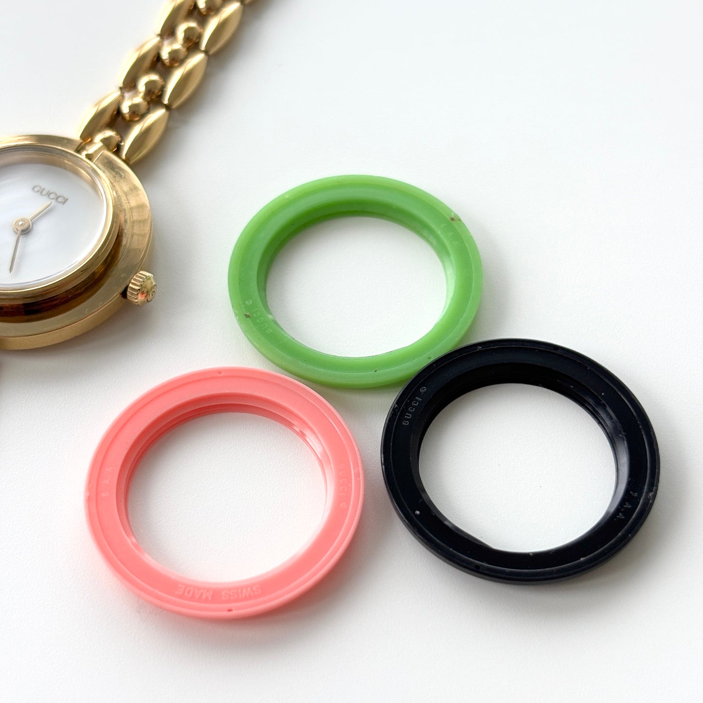 GUCCI Change Bezel Watch Rice Link + 3 Bezels