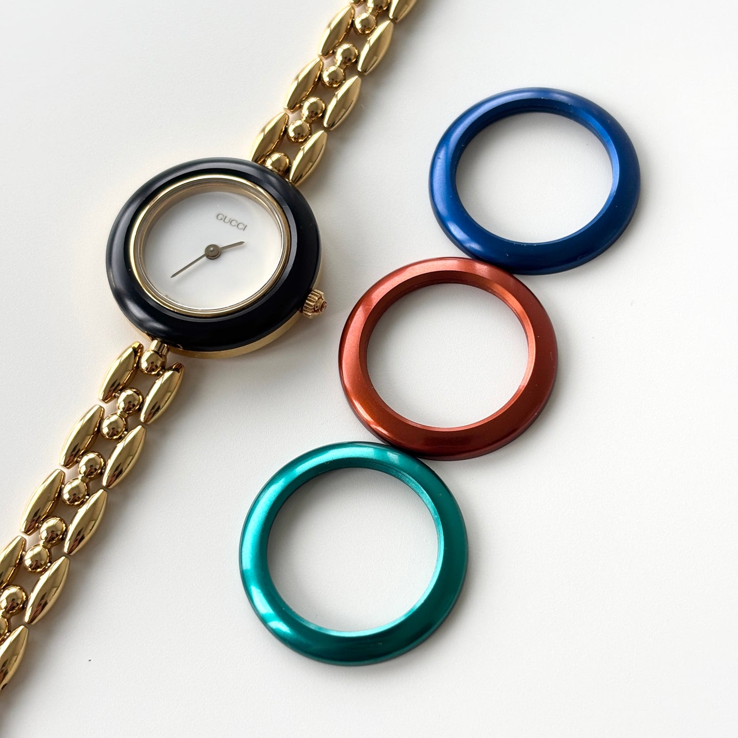 GUCCI Change Bezel Watch Rice Link + 4 Bezels