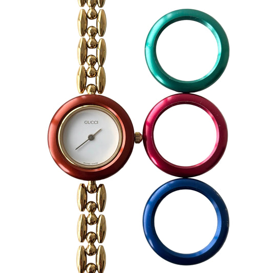 GUCCI Change Bezel Watch Rice Link + 4 Bezels