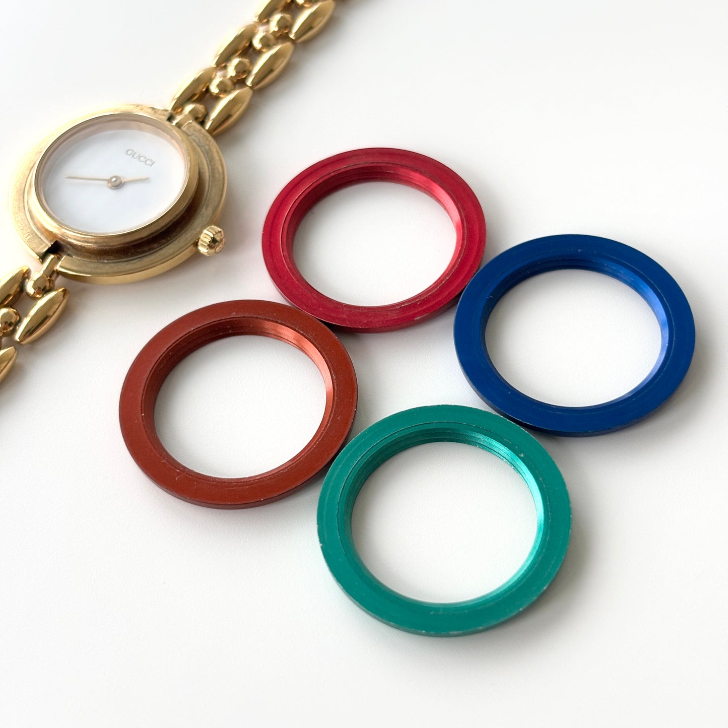 GUCCI Change Bezel Watch Rice Link + 4 Bezels