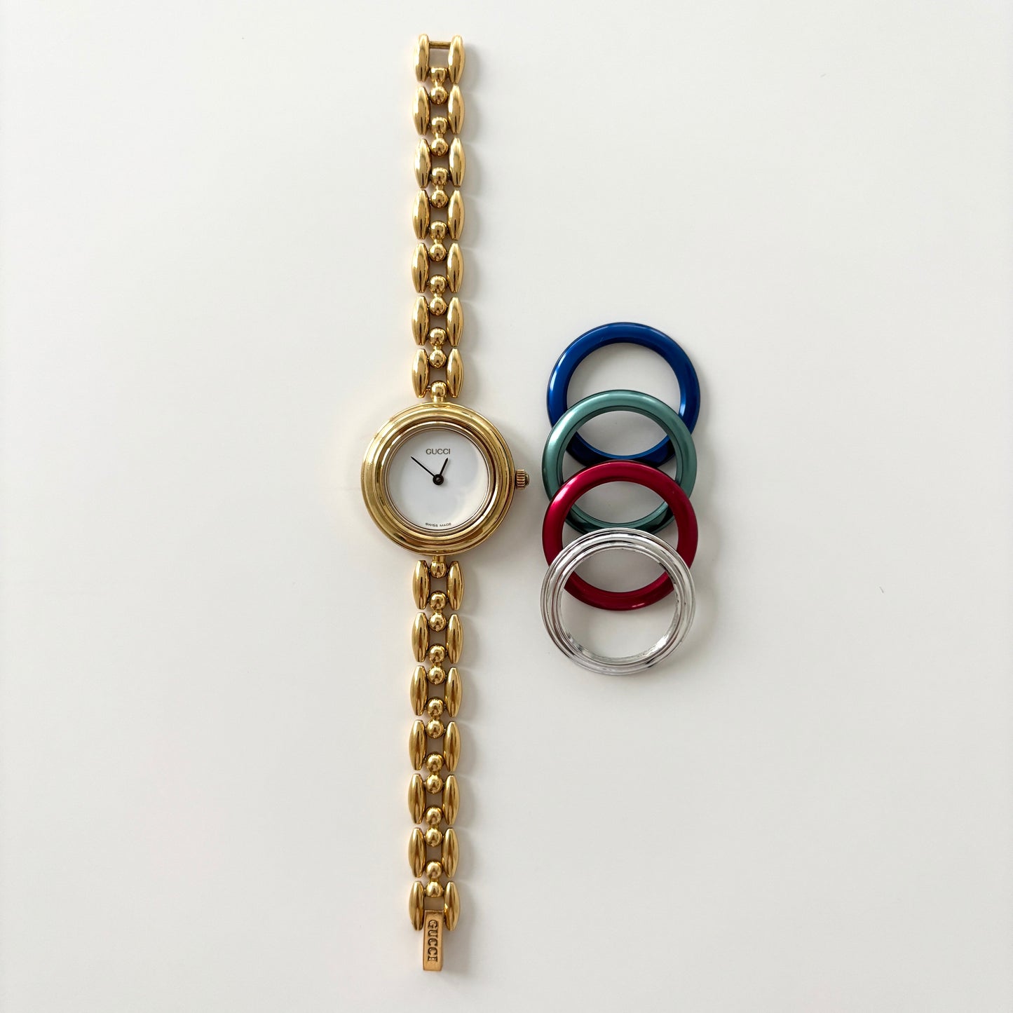 GUCCI Change Bezel Watch Rice Link + 5 Bezels