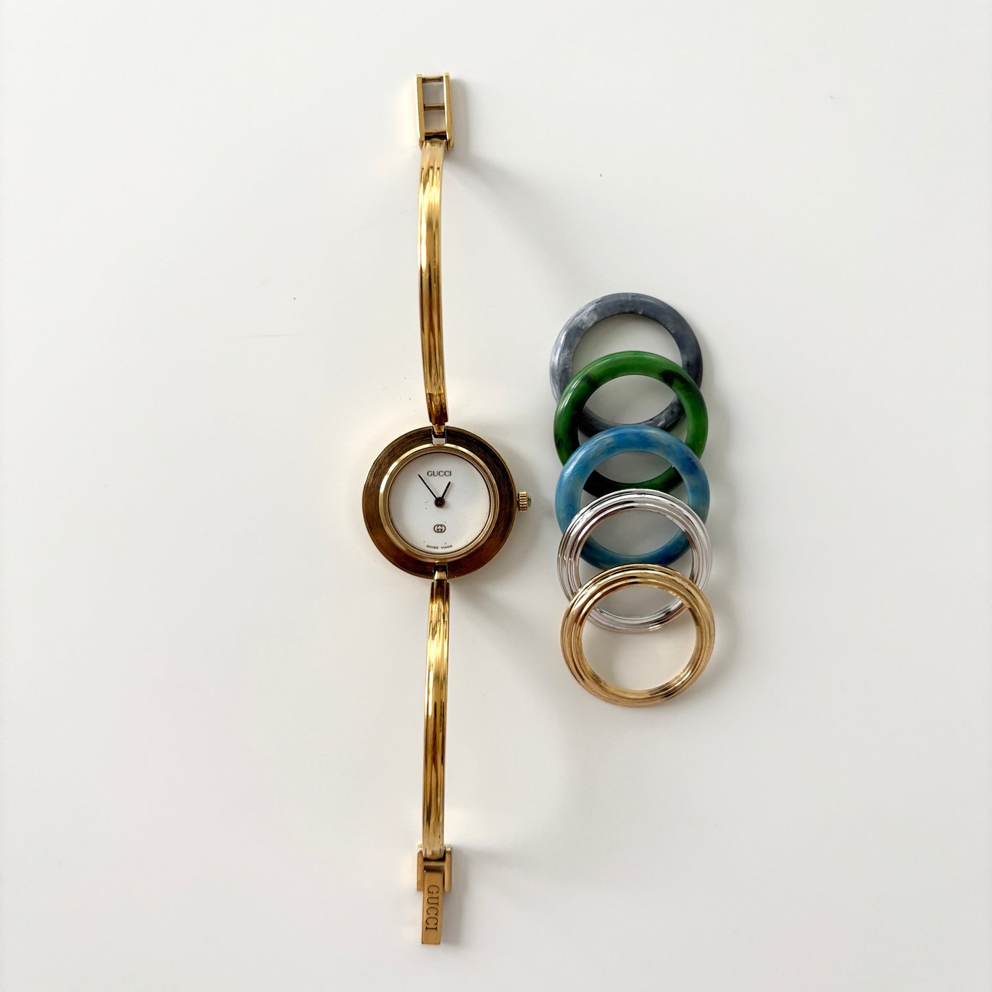 GUCCI Change Bezel Watch Bangle + 5 Bezels (Rare)