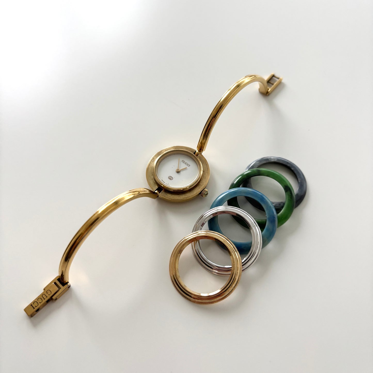 GUCCI Change Bezel Watch Bangle + 5 Bezels (Rare)