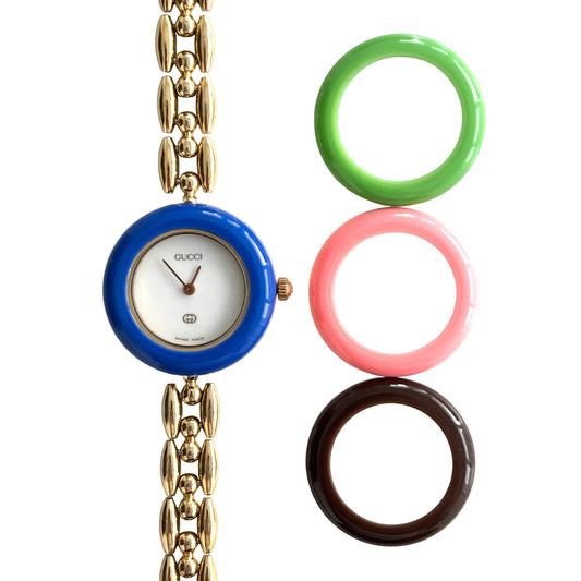 GUCCI Change Bezel Watch Rice Link + 4 Bezels