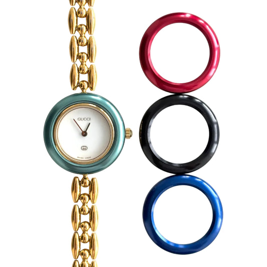 GUCCI Change Bezel Watch Rice Link + 4 Bezels