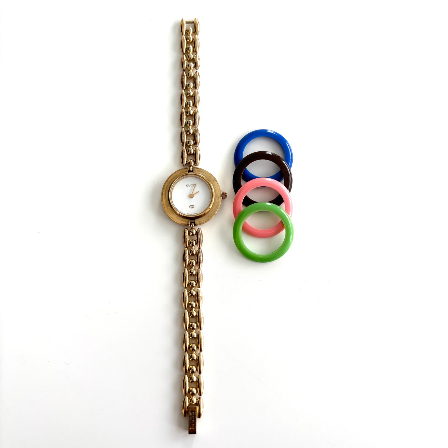 GUCCI Change Bezel Watch Rice Link + 4 Bezels