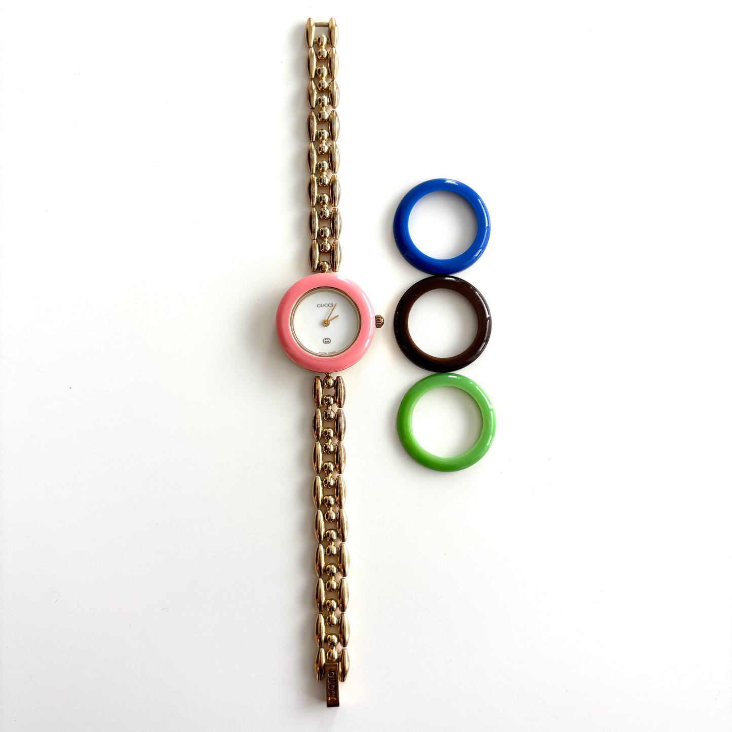 GUCCI Change Bezel Watch Rice Link + 4 Bezels