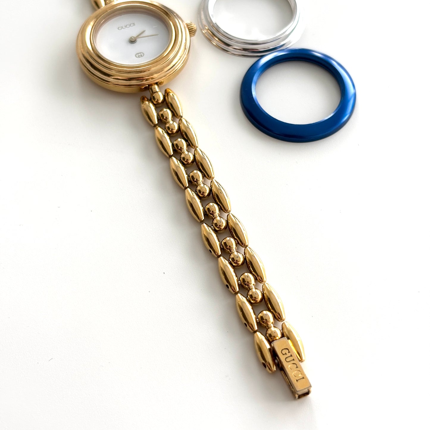 GUCCI Change Bezel Watch Rice Link + 4 Bezels